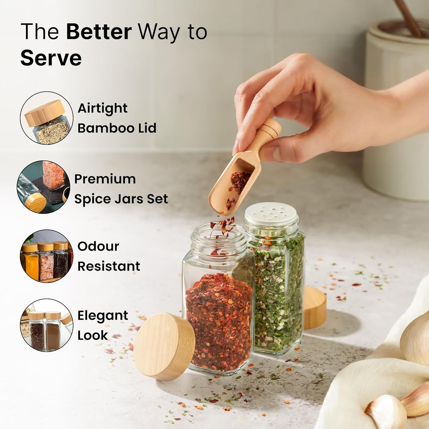 The Better Home Spice Storage Set with Airtight BambooBest Amazon Deals