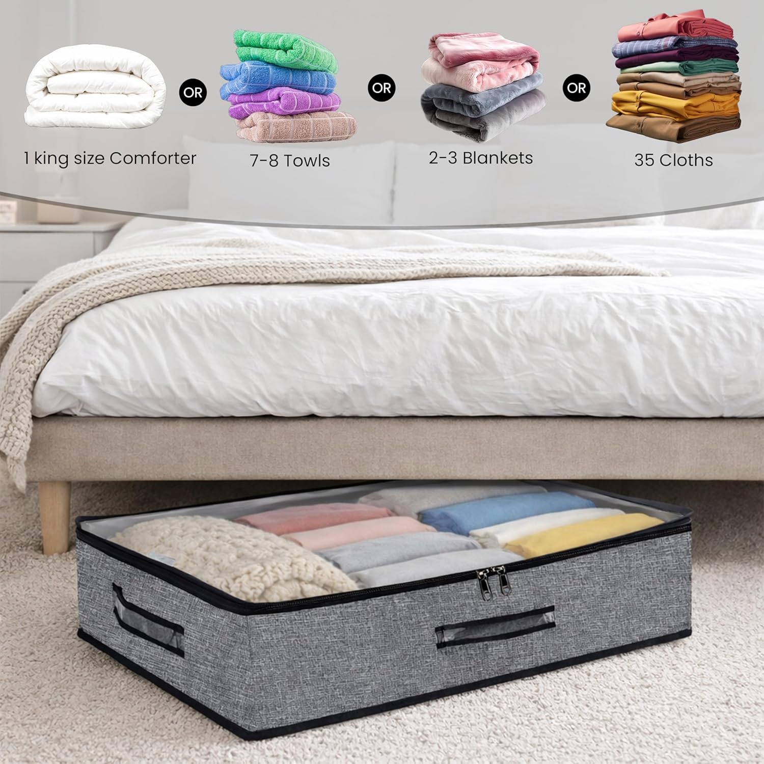 Storite Foldable Underbed Storage Bag – Blankets ClothesBest Amazon Deals