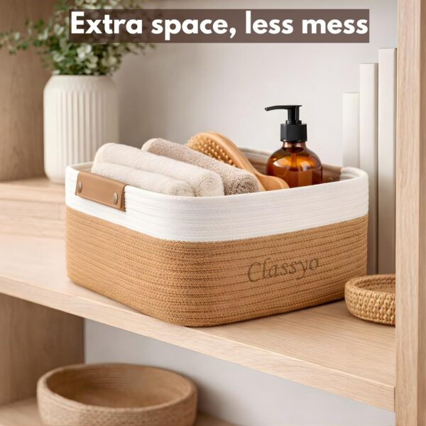 Classyo Cotton Jute Basket for Storage (12 X 8 X 5 INCH),Best Amazon Deals