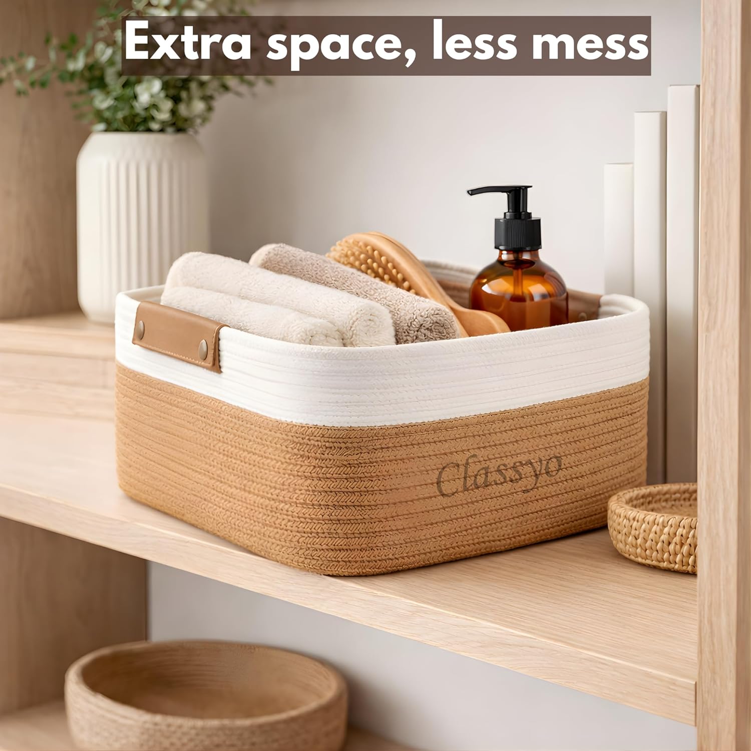 Classyo Cotton Jute Basket for Storage (12 X 8 X 5 INCH),Best Amazon Deals
