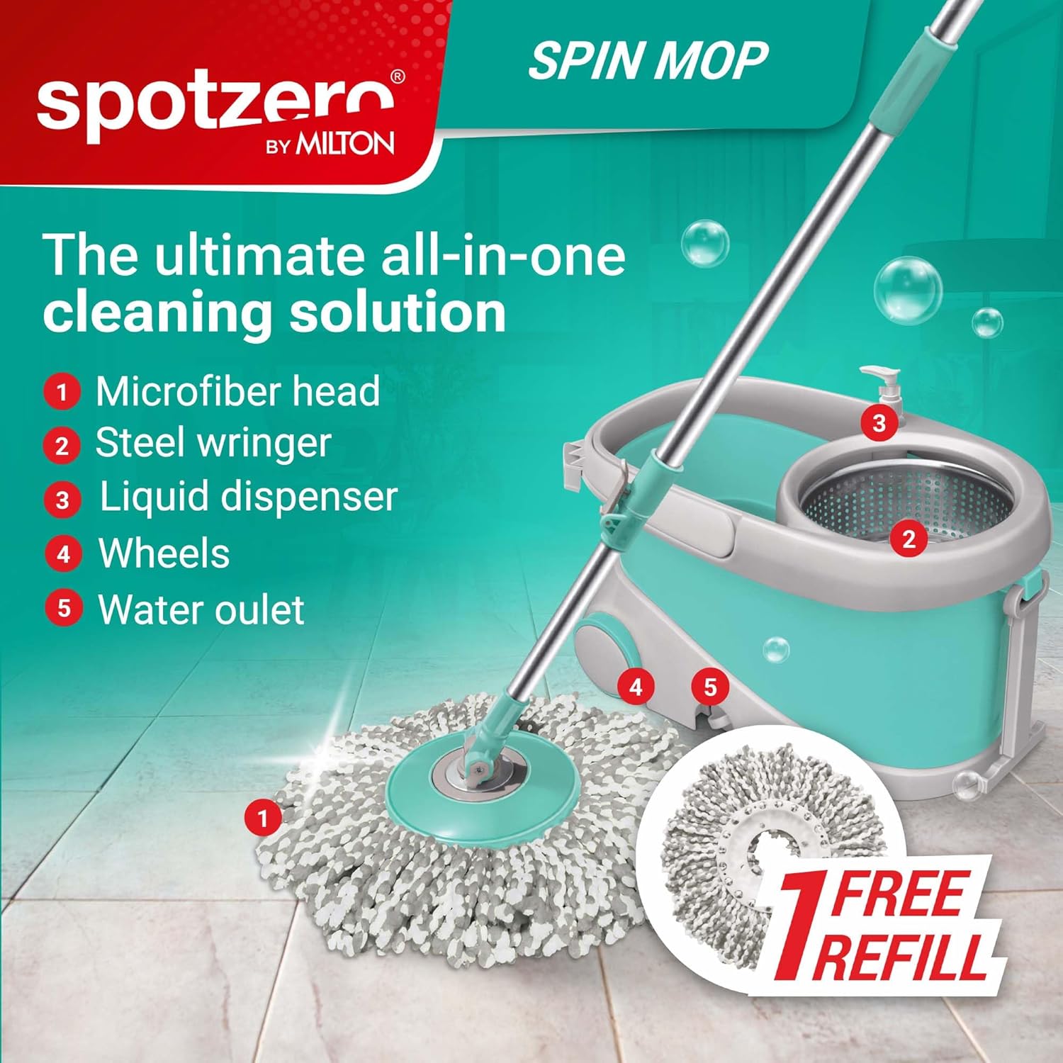 Spotzero by Milton Prime Stainless Steel Wringer Spin MopBest Amazon Deals