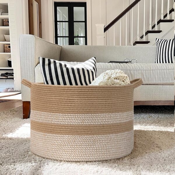 LBY Large Wicker Basket, Blanket Basket Living Room,Best Amazon Deals