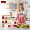 Airtight clear glass storage canister with wood lid foodBest Amazon Deals