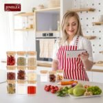 Airtight clear glass storage canister with wood lid foodBest Amazon Deals