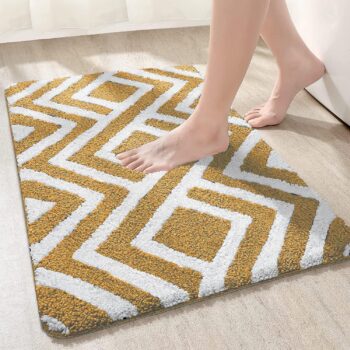 Microfiber Shaggy Striped Design Bath Mat | Non Slip TPRBest Amazon Deals