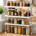 Satpurush 3-Tier Kitchen Organizer Rack  Space-Saving Metal Countertop Shelf for Spice Jars, Oil Bottles & Containers, Modern Storage Solution (3 Layer)