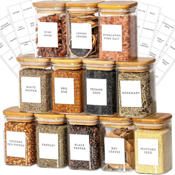 VILON (270 ML 9oz 12-Piece Glass Spice Jars Set withBest Amazon Deals VILON (270 ML 9oz 12-Piece Glass Spice Jars Set withBest Amazon Deals