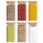 Square Glass Jar Wooden Lid Food Storage ContainersBest Amazon Deals