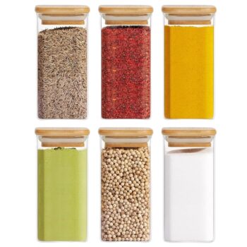 Square Glass Jar Wooden Lid Food Storage ContainersBest Amazon Deals Square Glass Jar Wooden Lid Food Storage ContainersBest Amazon Deals