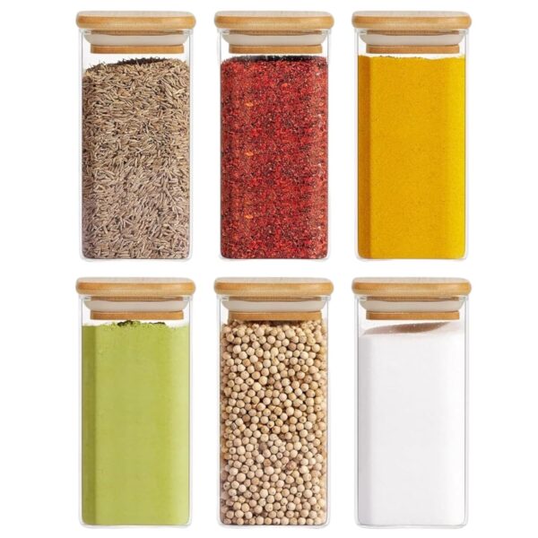 Square Glass Jar Wooden Lid Food Storage ContainersBest Amazon Deals Square Glass Jar Wooden Lid Food Storage ContainersBest Amazon Deals