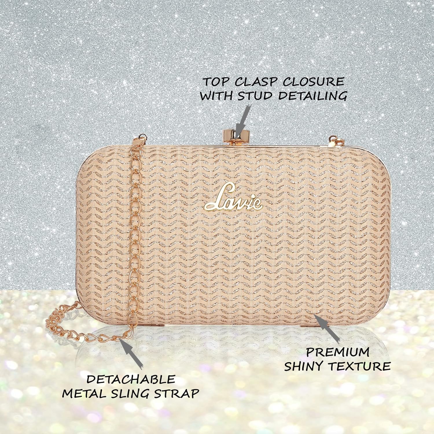 Lavie Women’s Sparkle Framed Clutch | Ladies Purse Handbag