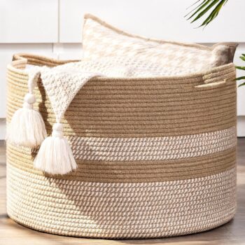LBY Large Wicker Basket, Blanket Basket Living Room,Best Amazon Deals