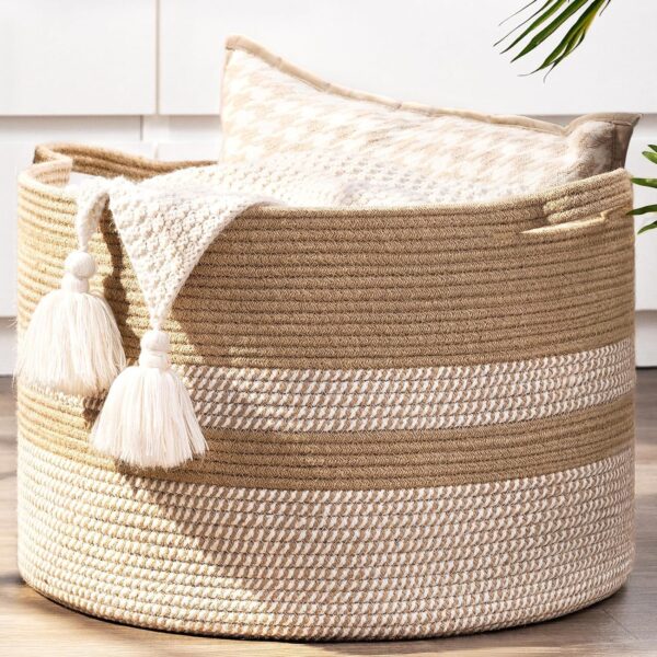 LBY Large Wicker Basket, Blanket Basket Living Room,Best Amazon Deals LBY Large Wicker Basket, Blanket Basket Living Room,Best Amazon Deals