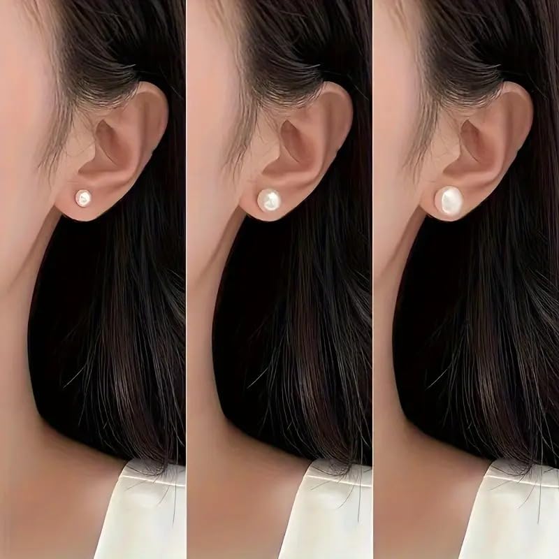 Women & Girl Classic White Pearl Earring Round Small StudBest Amazon Deals