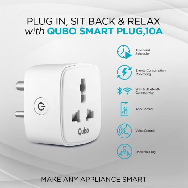 Qubo 10A Wi-Fi + Bluetooth Smart Plug | Energy MonitoringBest Amazon Deals