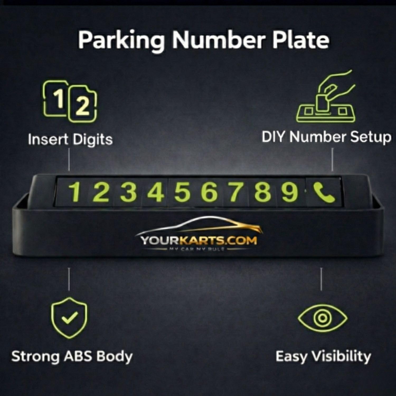 YOURKARTS.COM Car Dashboard Phone Number Plate 27 x 8 cmBest Amazon Deals