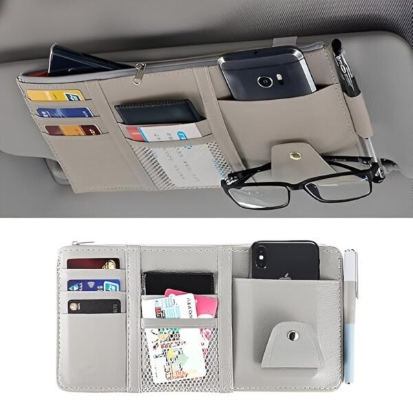 Car Visor Organizer with Zipper  PU Leather Sun VisorBest Amazon Deals
