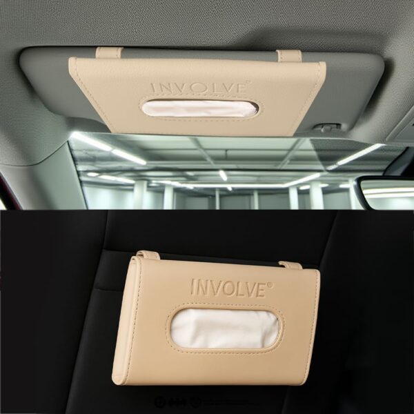 Involve Car Visor Leather Tissue Holder – Beige | SunBest Amazon Deals
