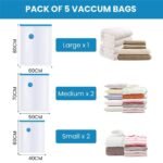 Vacuum Storage Bags For Clothes 5 Pack With Hand PumpBest Amazon Deals