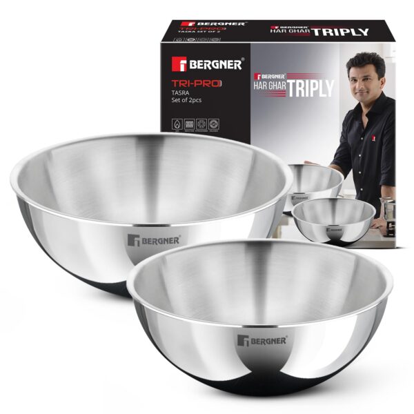 Bergner Tripro Triply Stainless Steel 2 Pcs Tasra Set,Best Amazon Deals