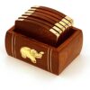Wooden & Brass Coaster Set for Office Table DecorationBest Amazon Deals