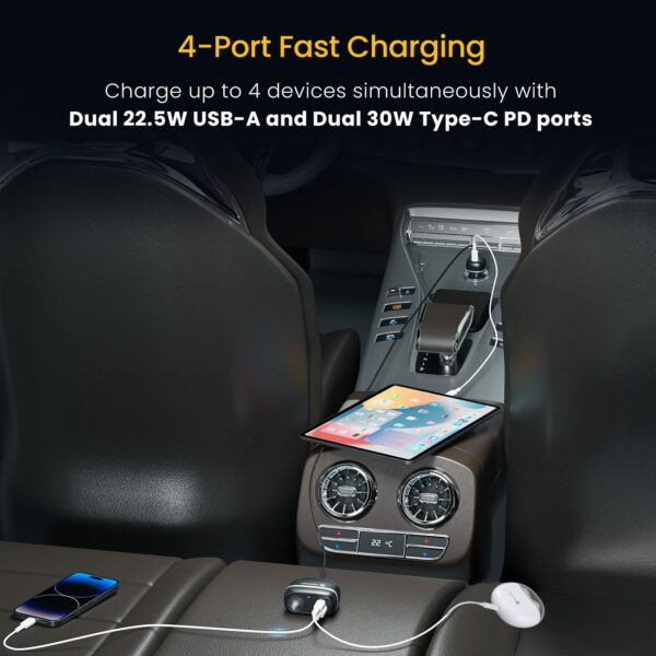 Portronics Car Power Trail 111W Car Charger, 4 Port FastBest Amazon Deals