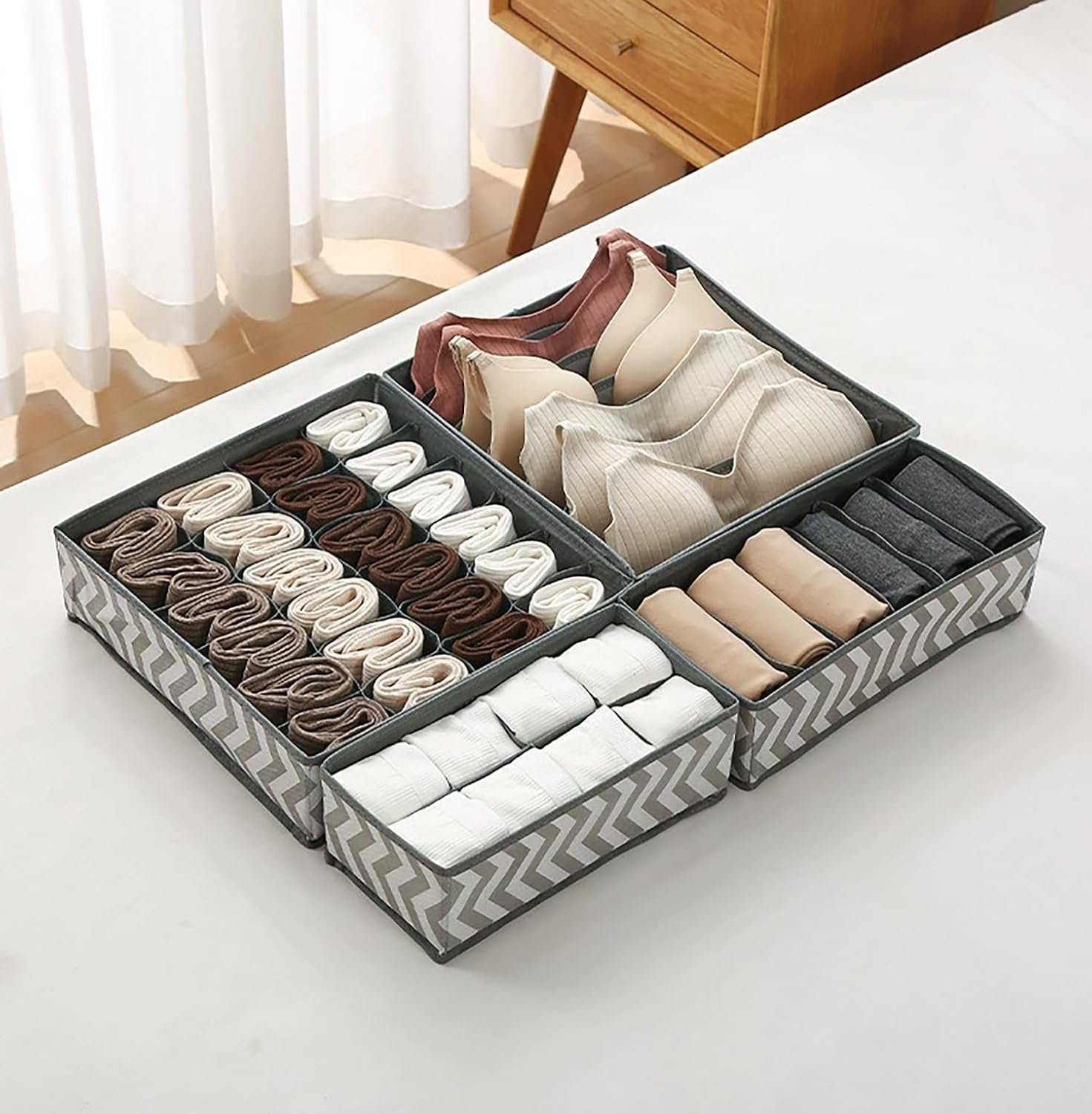 House of Quirk Fabric Set of 4 Foldable Storage BoxBest Amazon Deals