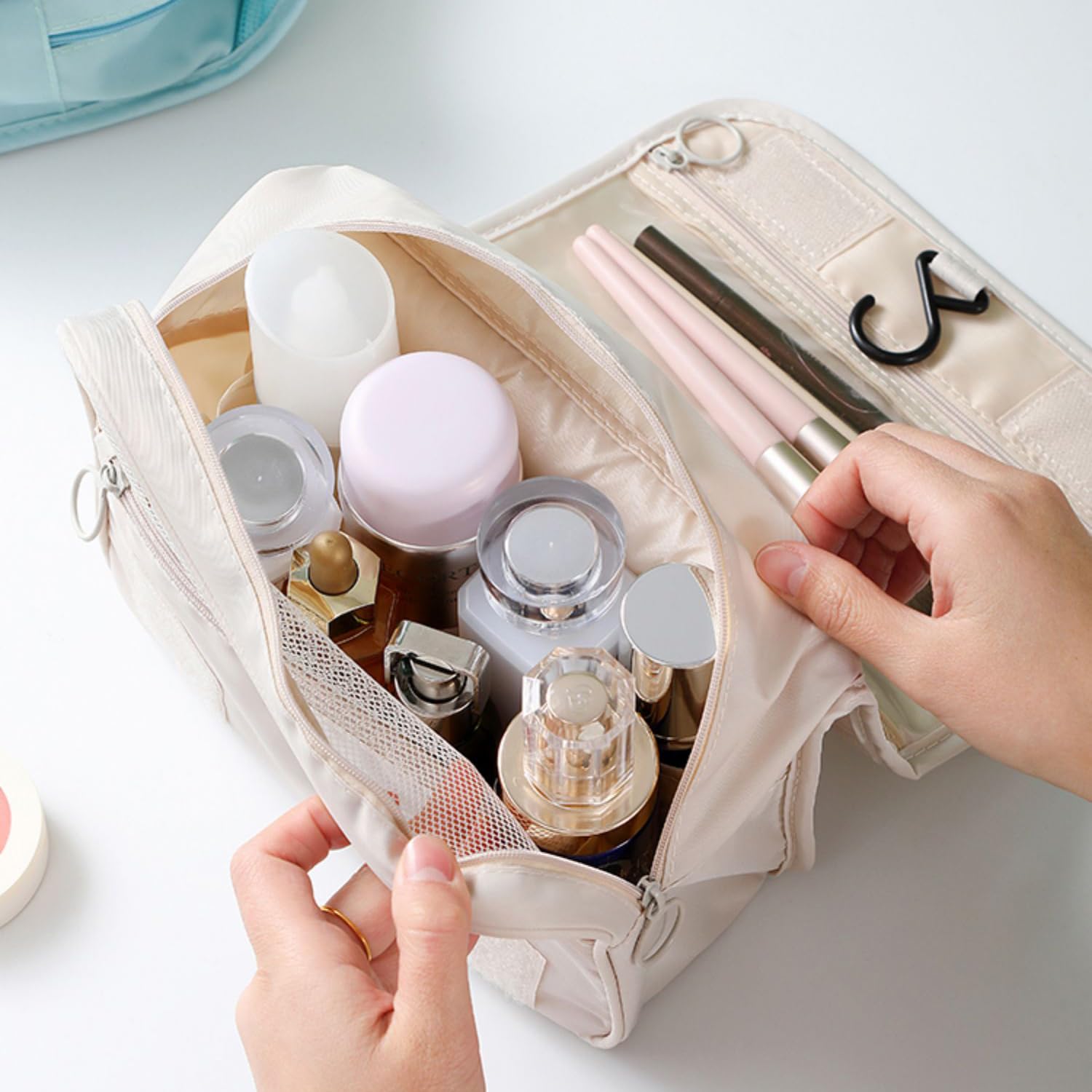 Wolpin Toiletry Bag Travel Nylon (Beige, 15 CM) |Best Amazon Deals