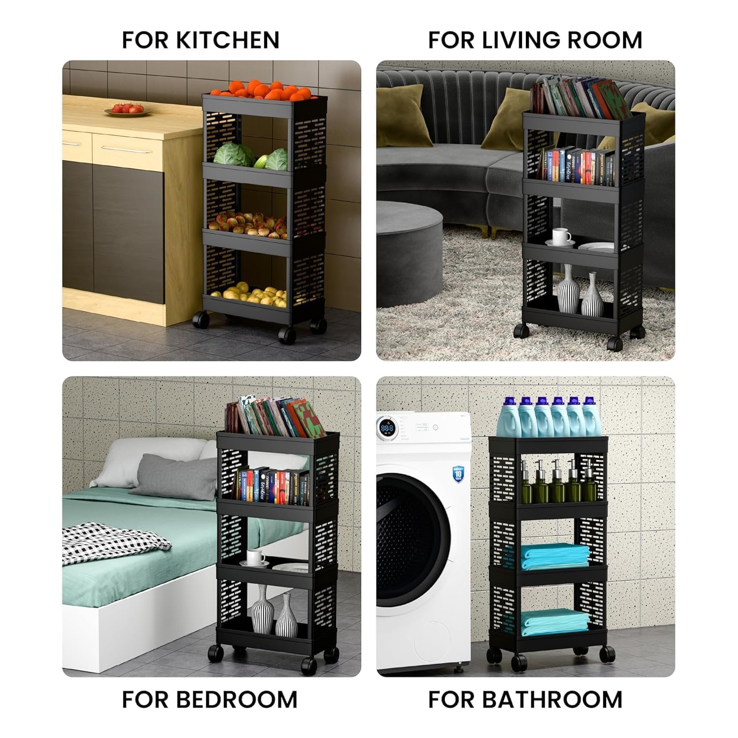 Plastic Multipurpose 4-Tier Floor Mount Corner ShelfBest Amazon Deals