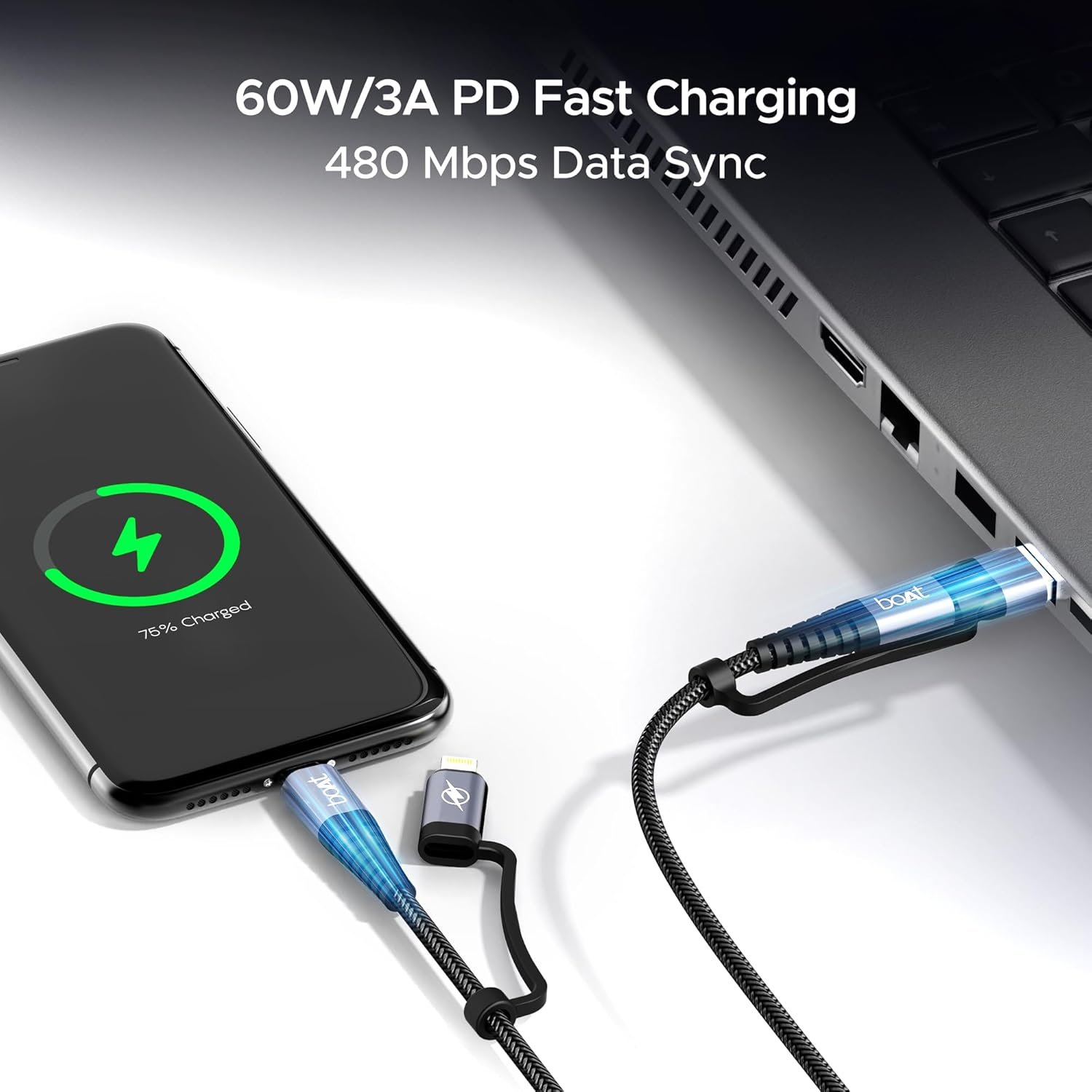 boAt FlexiCharge 400 Charging Cable w/ 4-in-1Best Amazon Deals