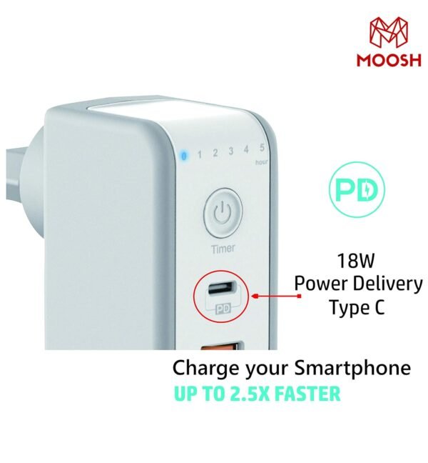 Moosh Timed Wall Charger with Power Delivery 48W for Smart PhonesMobile Accessories Deal