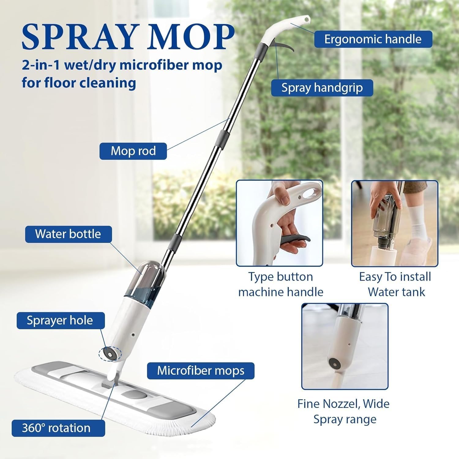 360 Rotating Spray Mop for Floor Cleaning 45cm LargeBest Amazon Deals