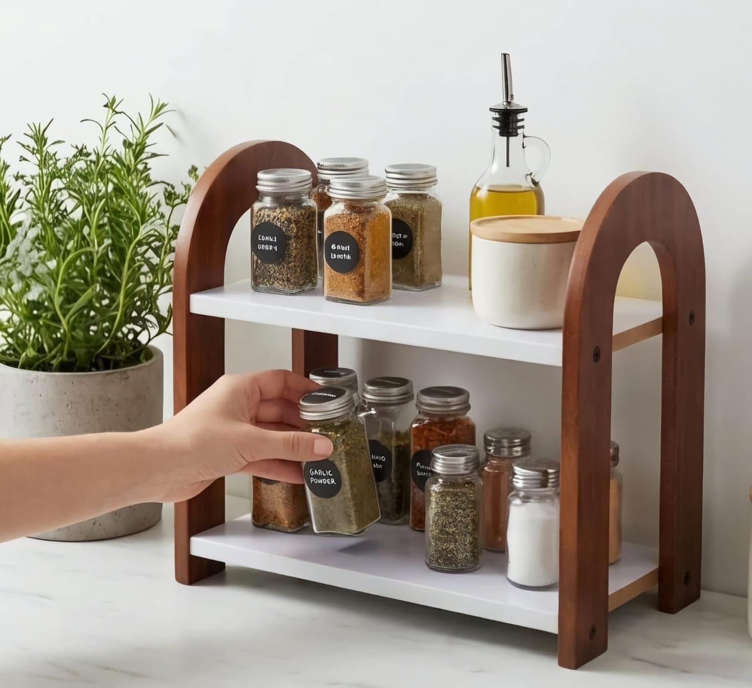 FireBees 2 Tier Kitchen Counter Organizer, Wooden KitchenBest Amazon Deals