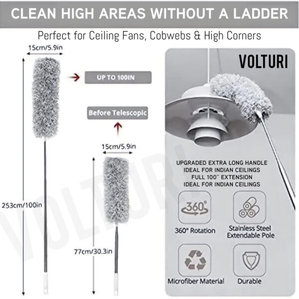 VOLTURI Fan Cleaning Mop with Long Rod, MicrofiberBest Amazon Deals