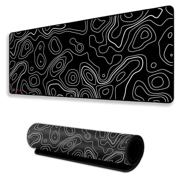 Black Minimalist Contour Line Extended Mouse Pad, 58.5 xBest Amazon Deals