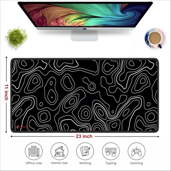 Black Minimalist Contour Line Extended Mouse Pad, 58.5 xBest Amazon Deals