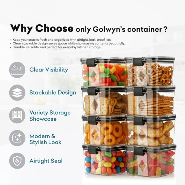 GOLWYN KITCHEN STORAGE CONTAINER SET AIR TIGHT (500 ML SET OF 12), PLASTIC