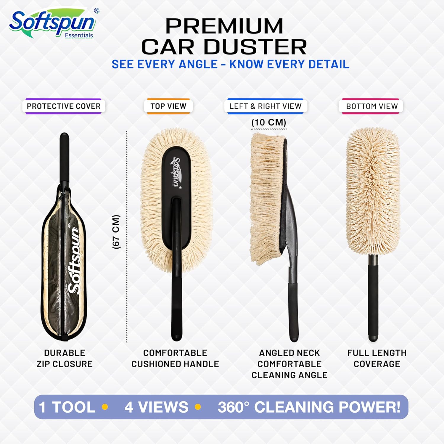 SOFTSPUN Essentials Car Duster Off White, Long-HandleBest Amazon Deals