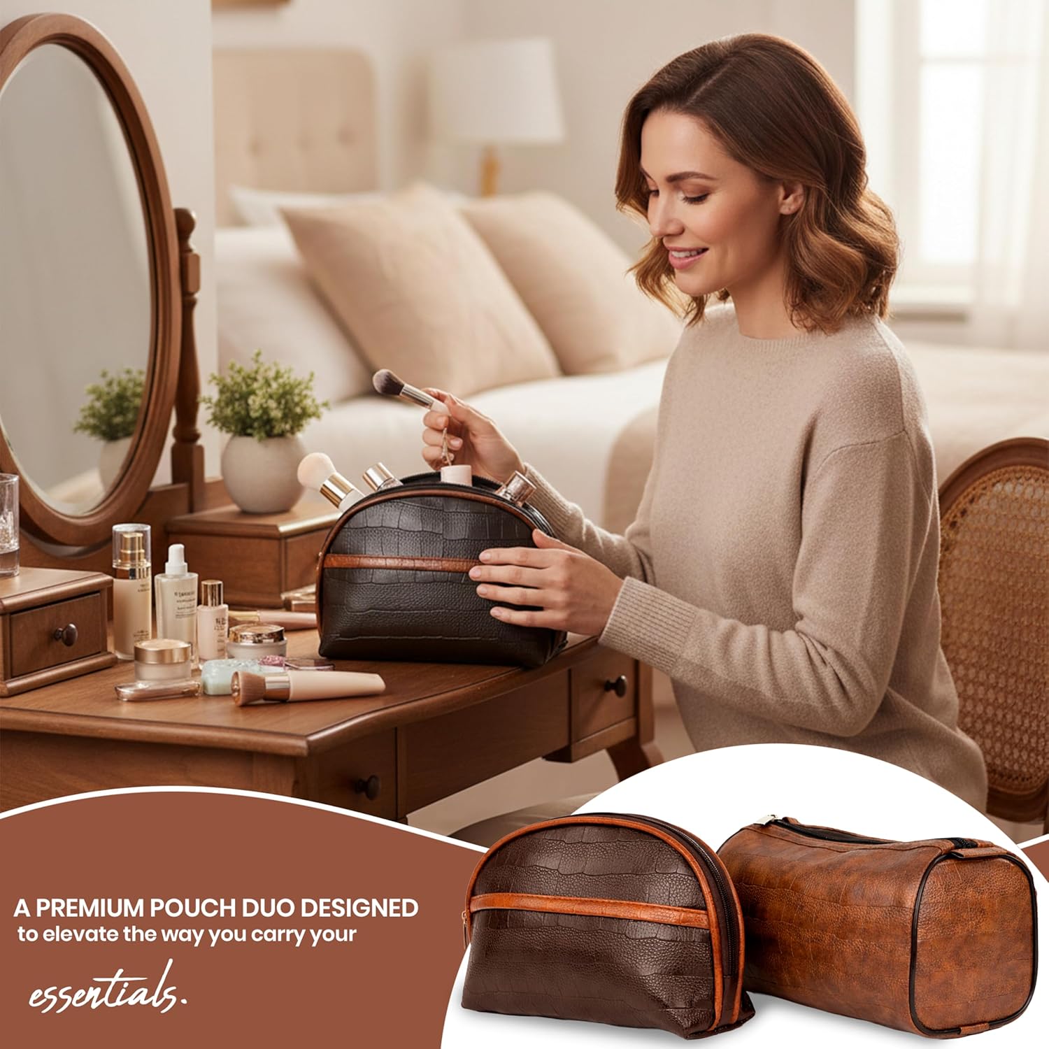 SNDIA 2-Set PU Leather Toiletry Travel Bags for Men andBest Amazon Deals
