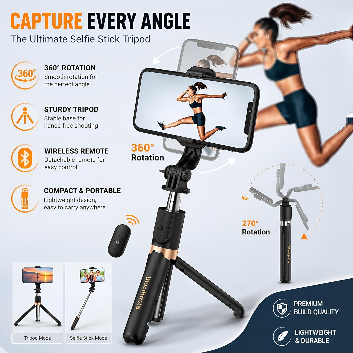 Portable Selfie Stick, Handy Tripod with DetachableBest Amazon Deals