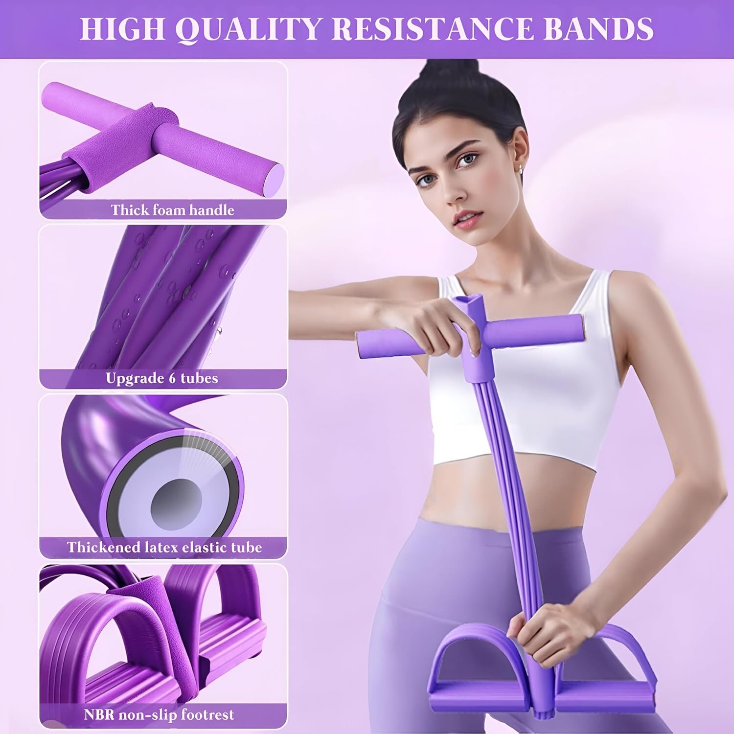 4 Tube Pedal Resistance Band for Exercise, Fitness PullBest Amazon Deals