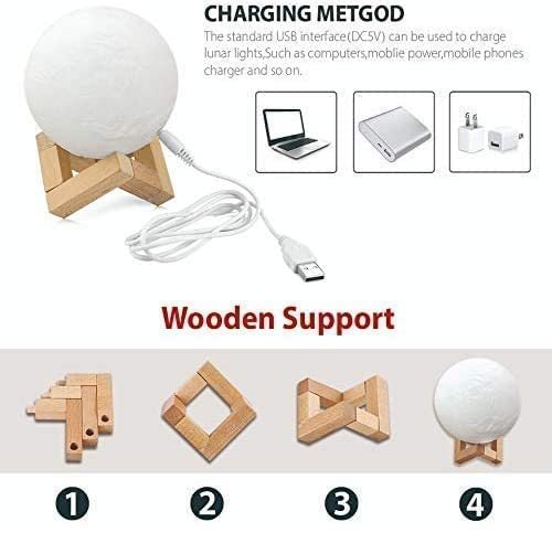 Desidiya 3D Moon Night Lamp  Rechargeable with 7 ColorBest Amazon Deals