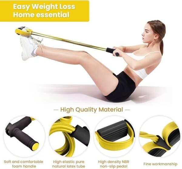 4 Tubes Elastic Sit Up Pull Rope with Foot Pedal for HomeBest Amazon Deals