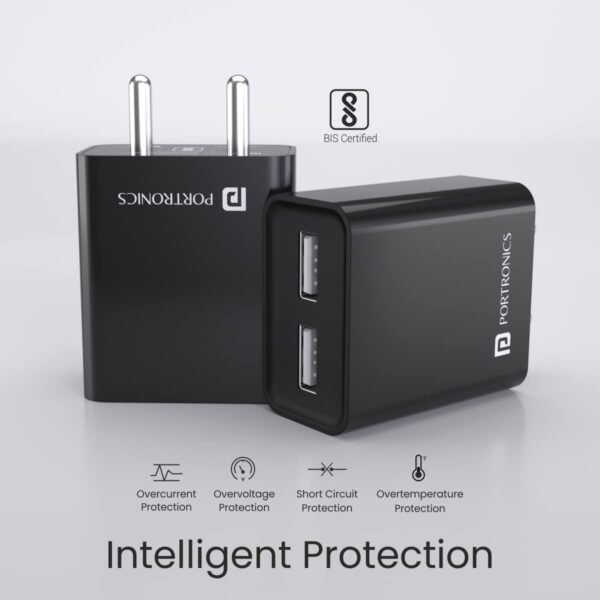 Portronics Adapto 66 2.4A 12w Dual USB Port 5V/2.4A WallBest Amazon Deals