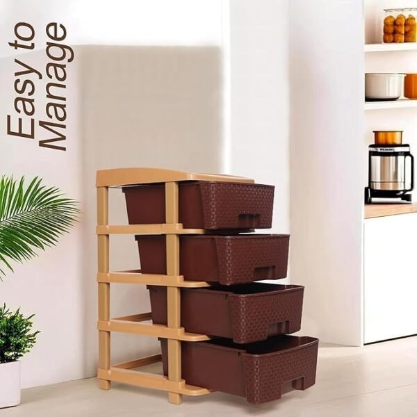 4 XL Large Plastic Modular Drawer Storage Unit  Brown |Best Amazon Deals