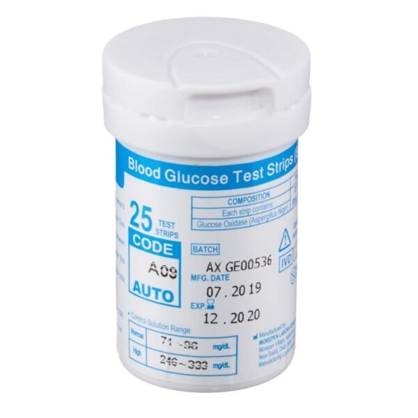 Dr. Morepen BG-03 Blood Glucose Test Strips, Pack of 25(No Glucometer)