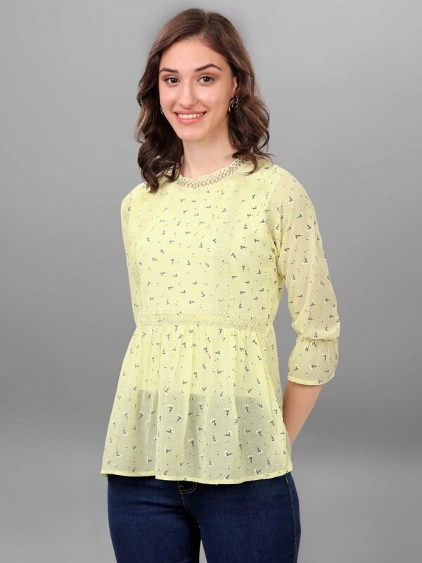SXV STYLE Women’s Floral Print Top, Light Yellow, LaceBest Amazon Deals