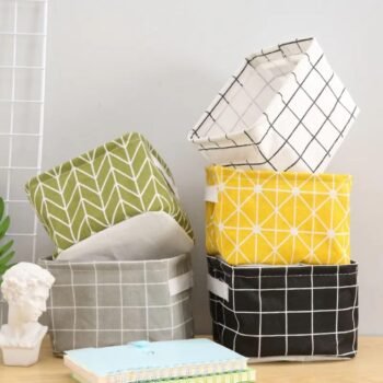 Waterproof Desktop Storage Basket, Cotton Linen, FoldableBest Amazon Deals