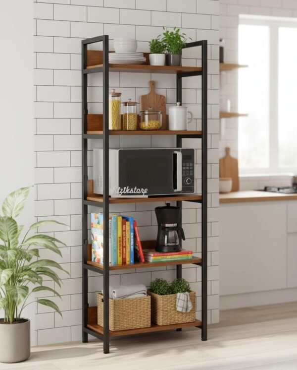 RIZIK STORE 5-Tier Metal & Wooden Microwave Oven Stand -Best Amazon Deals
