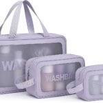 KASHIVAL 3-Piece Clear Travel Toiletry Bags Set,Best Amazon Deals